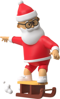 santa standing on sled